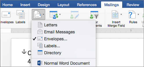 print envelope in word for mac